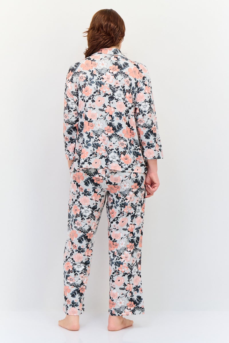 Jones New York طقم نوم نسائي من قطعتين بطبعة زهور، متعدد الألوان - Image 4